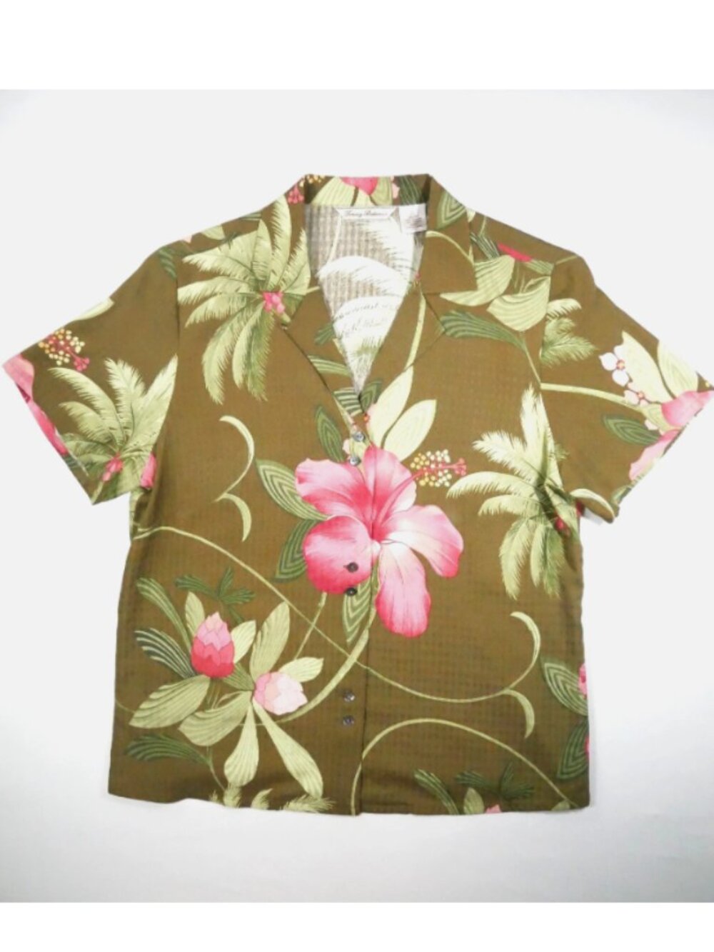Tommy Bahama Silk Shirt Short Sleeve Cruise Hawaiian Tropical Camp Resort Floral